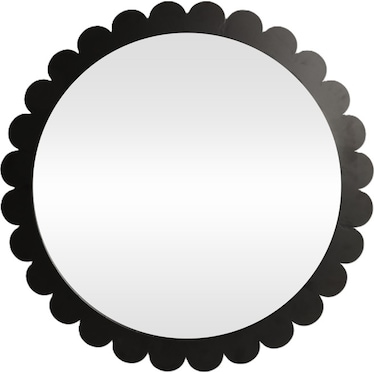 Black Metal Scalloped Wall Mirror 34" Rnd