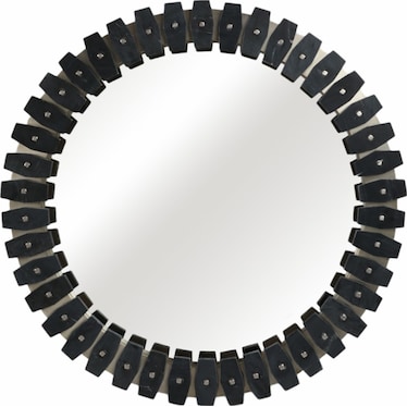 Black Marble Wall Mirror 35" Round