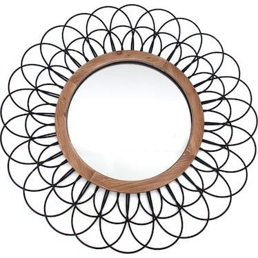 Black Metal Loop Wall Mirror 40" Round