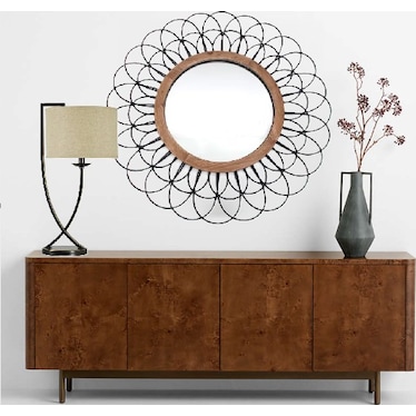 Black Metal Loop Wall Mirror 40" Round