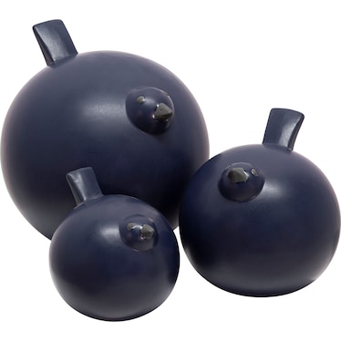 Set of 3 Matte Blue Ceramic Birds 8"W x 8"H
