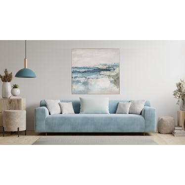 Blue and Green Abstract Hand Painted Wall Art 40"W x 40"H