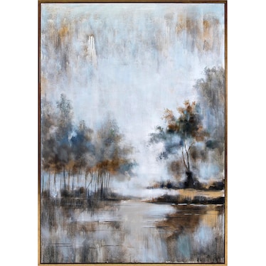 Blue Abstract Trees Framed Painting 50"W x 74"H