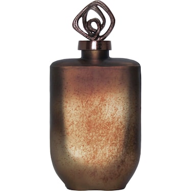 Short Bronze Glass Bottle with Topper 7"W x 14"H