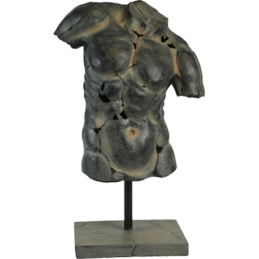 Antique Black Torso Sculpture 15"W x 25.5"H