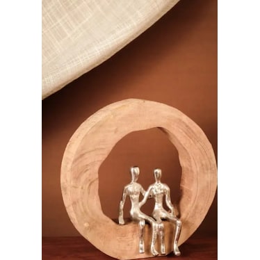Aluminum Couple in Mango Wood Decor 12"W x 11"H