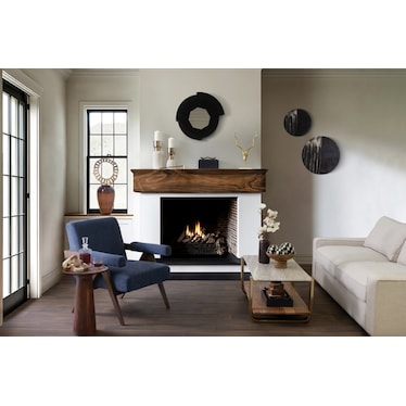 Brown Wood Bowl with Ribbed Base 12"W x 5"H