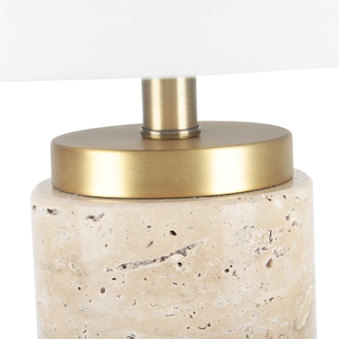 Gold and Ivory Travertine Table Lamp 26"H