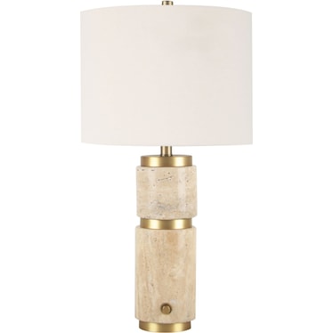 Gold and Ivory Travertine Table Lamp 26"H