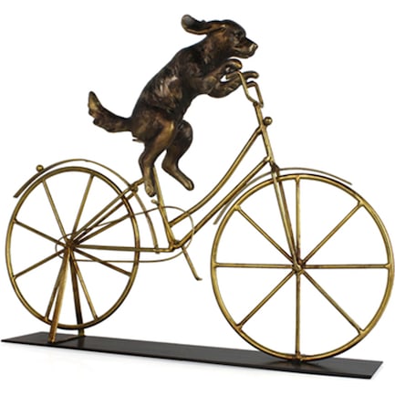 Dog On Bike Sculpture 17"W x 14"H