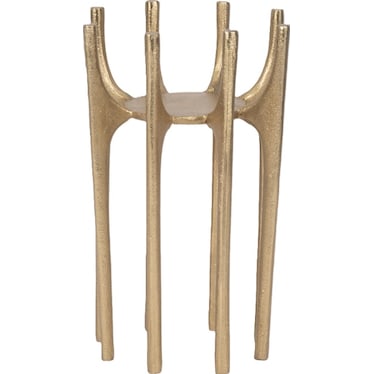 Tall Gold Metal Spiked Leg Candleholder 5"W x 8.25"H