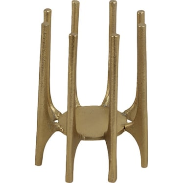 Short Gold Metal Spiked Leg Candleholder 5"W x 6"H