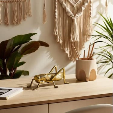 Gold Metal Grasshopper 9"W x 6"H