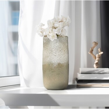 Tall Green Glass Vase 6"W x 13"H