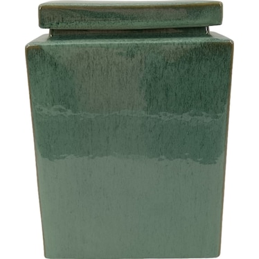 Small Green Ceramic Canister 10"W x 13"H