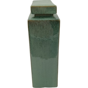 Small Green Ceramic Canister 10"W x 13"H
