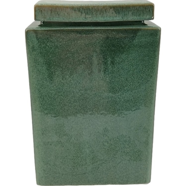 Large Green Ceramic Canister 11"W x 16"H