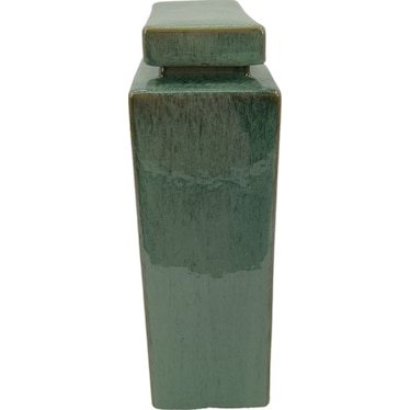Large Green Ceramic Canister 11"W x 16"H