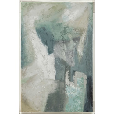 Blue, Green, and Tan Abstract Hand Painted Art 40"W x 60"H