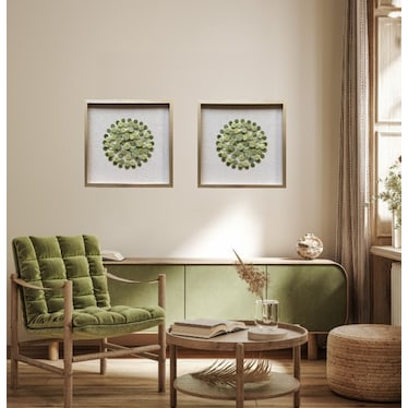 Green Stone Framed Shadow Box 20"W x 20"H