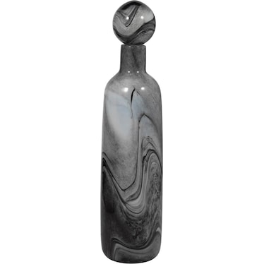 Grey Swirl Glass Bottle with Lid 5"W x 22"H