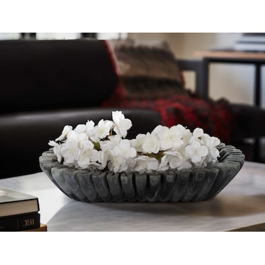 Grey Marble Bowl 16"W x 4"H