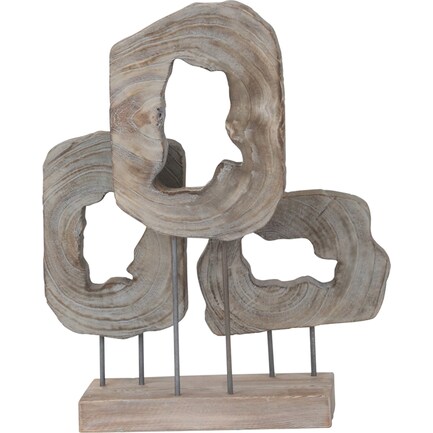 Grey Wood Cut Log Sculpture 14"W x 24"H