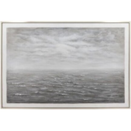 Grey Ocean Silver Framed Painting 62"W x 42"H