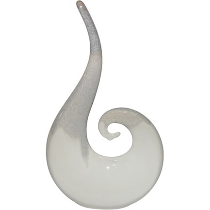 White and Grey Swirl Ceramic Sculpture 9"W x 16"H