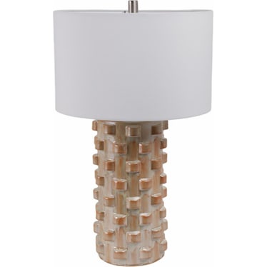 Rust and White Textured Ceramic Table Lamp 27"H