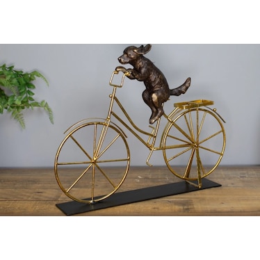 Dog On Bike Sculpture 17"W x 14"H