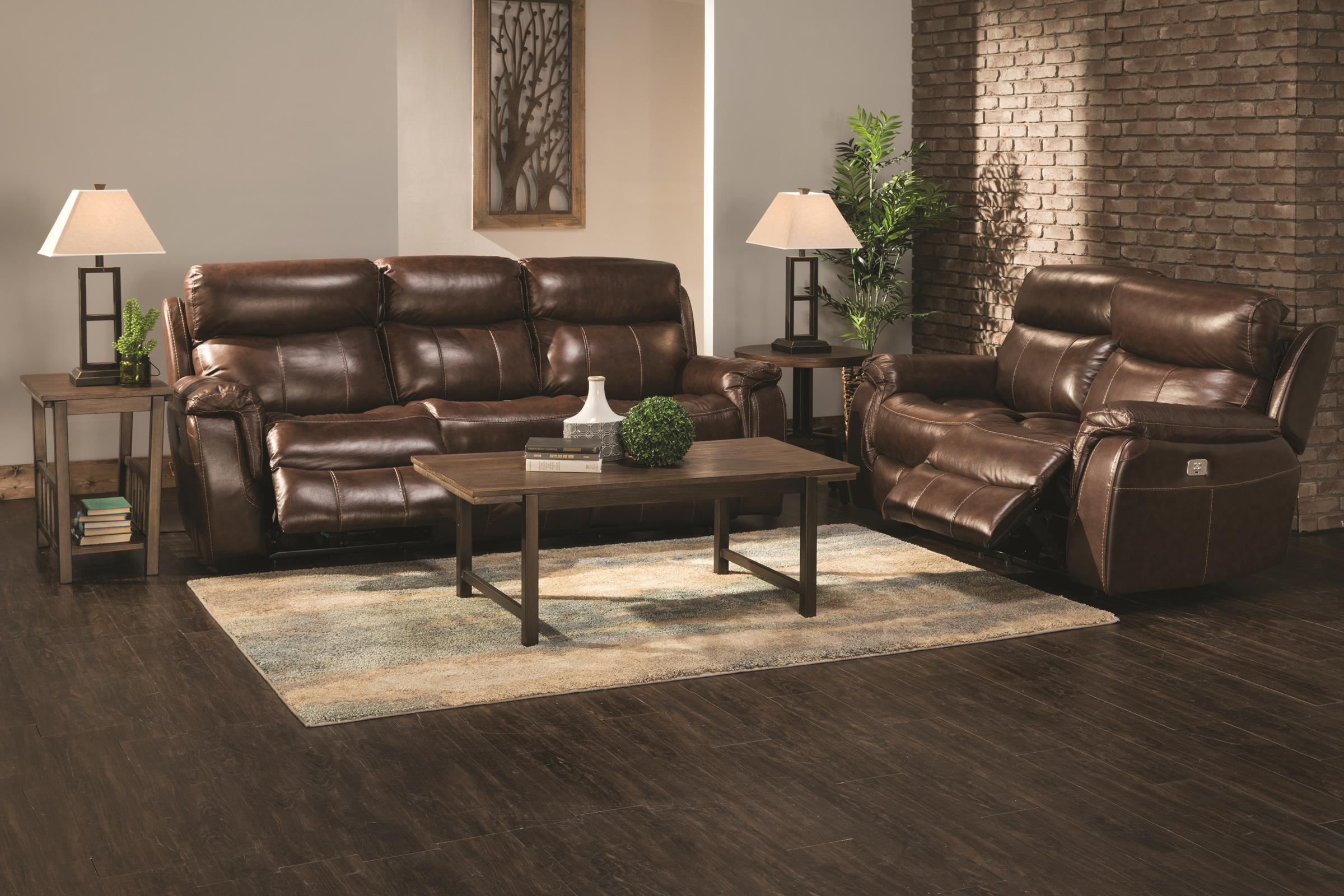 Shane Leather 3-Pc. Power Headrest Reclining Console Loveseat