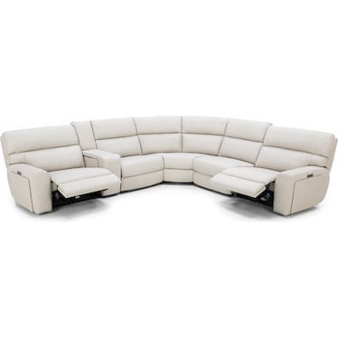 Teller 6-Pc. Leather Fully Loaded Zero Gravity Reclining Modular in Moonbeam