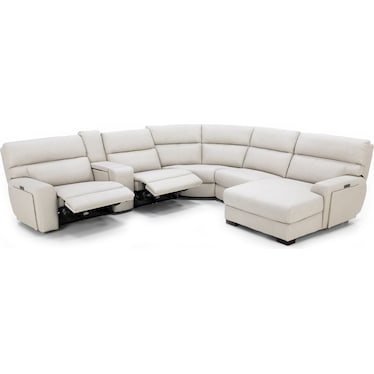 Teller 6-Pc. Leather Fully Loaded Zero Gravity Reclining Modular in Moonbeam