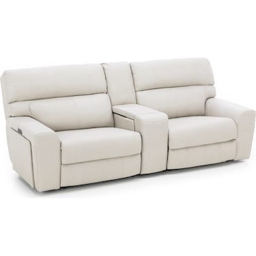 Teller 3-Pc. Leather Fully Loaded Zero Gravity Reclining Console Loveseat in Moonbeam