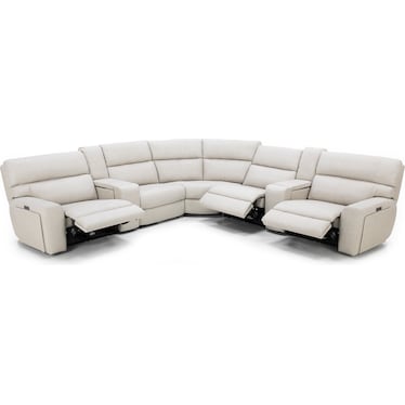 Teller 7-Pc. Leather Fully Loaded Zero Gravity Reclining Modular in Moonbeam