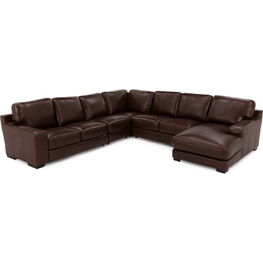 Rainier 5-Pc. Leather Chaise Sectional