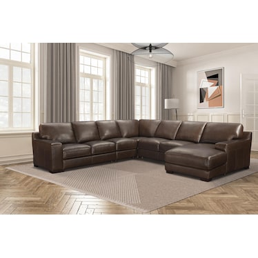 Rainier 5-Pc. Leather Chaise Sectional