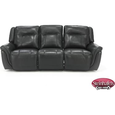 Arthur Leather Power Headrest Reclining Sofa in Black