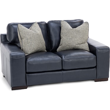 Everest Leather Loveseat With Wireless Charging in Deep Blue