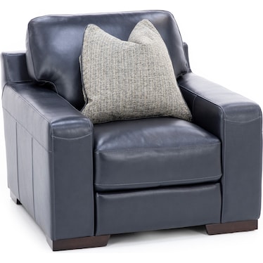 Everest Leather Chair With Wireless Charging in Deep Blue