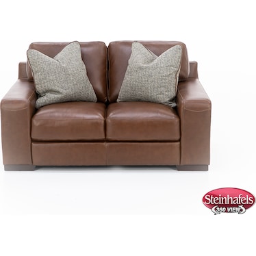 Everest Leather Loveseat With Wireless Charging in Chestnut