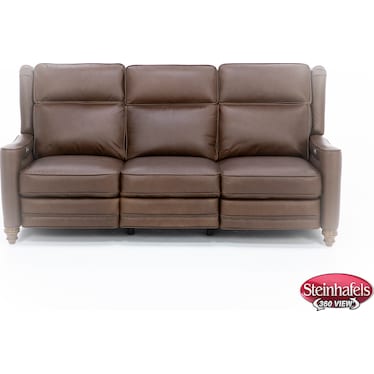 Etna Leather Power Headrest Reclining Sofa in Brown
