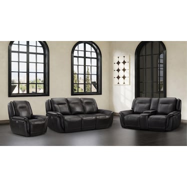 Arthur Leather Power Headrest Reclining Sofa in Espresso