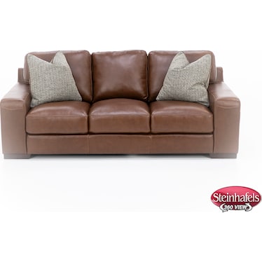 Everest Leather Sofa With Wireless Charging in Chestnut