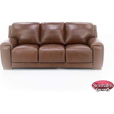 William Leather Sofa With Hidden Cupholders And Chargers in Chestnut