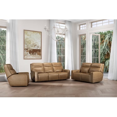 Nixie Leather Fully Loaded Reclining Sofa