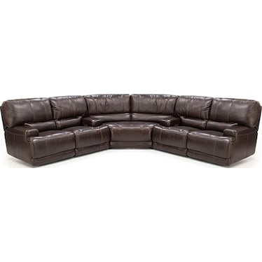 Placier 3-Pc. Leather Power Headrest Reclining Sectional in Coffee