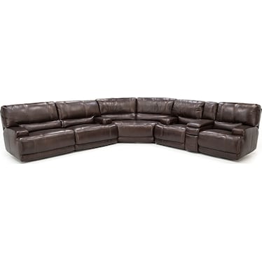 Placier 3-Pc. Leather Power Headrest Sofa and Console Reclining Sectional