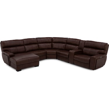 Teller 6-Pc. Leather Fully Loaded Zero Gravity Reclining Modular In Wood Left-Facing In New Berlin/W